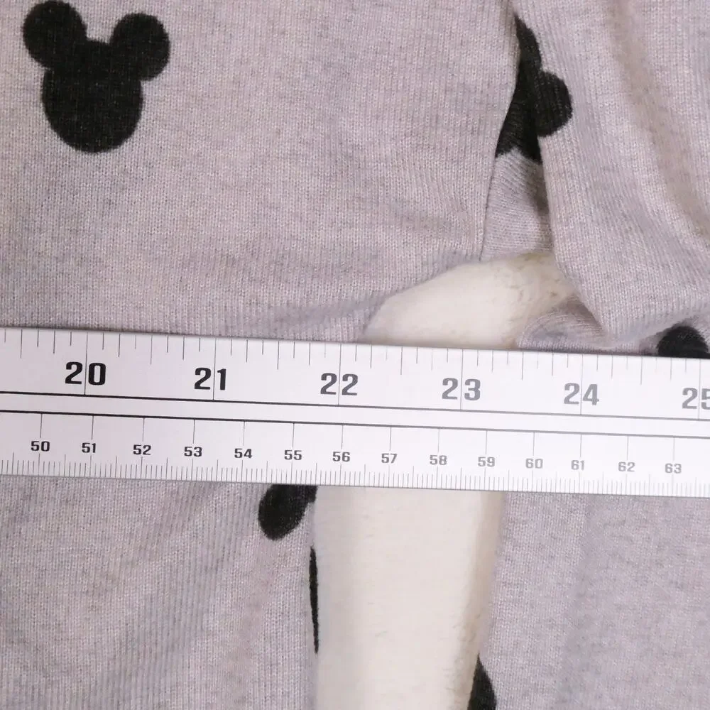 Disney Grey Black Mickey Mouse Pajamas Size L 2 Pc Set Soft Long Sleeve & Pants - Picture 11 of 12